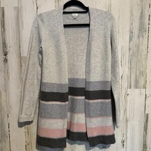 A New Day Women's XS Long Open Front Cardigan Sweater with Stripes Casual